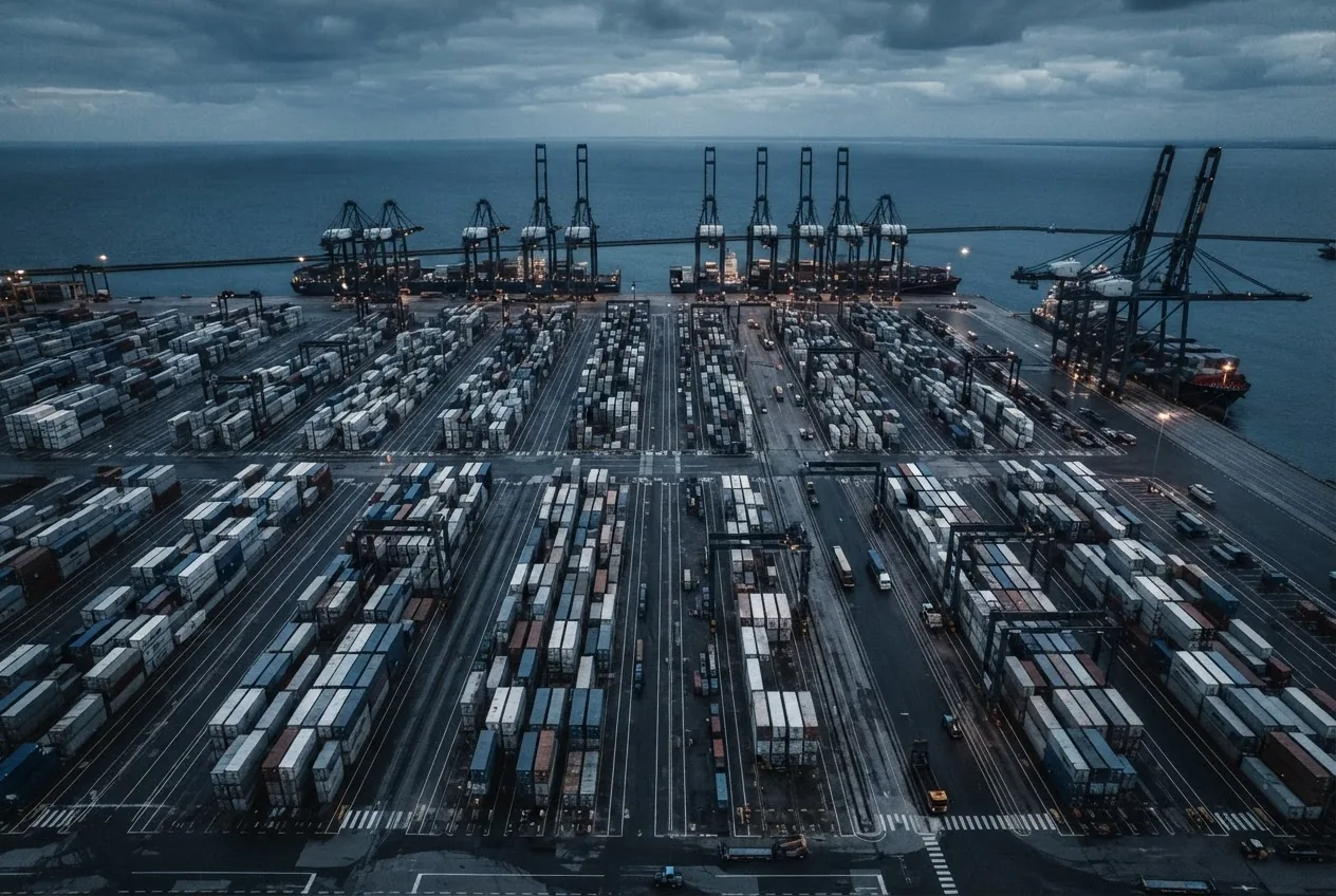 Terminal portuaire à conteneurs vu du ciel